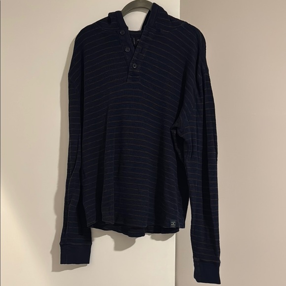 Lucky Brand Other - Lucky Brand Navy Thin-Stripe Long Sleeve Hooded Henley
